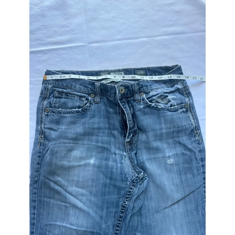 BKE Tyler Straight Leg Distressed Medium Wash Mens Denim Jeans 32R